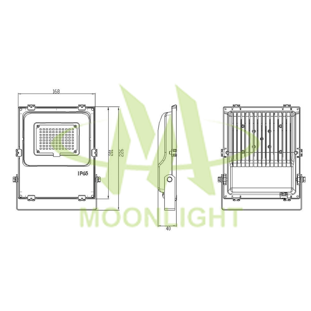 LED Floodl Light Kit MLT-FLH-CS-II Mechanical Dimensions