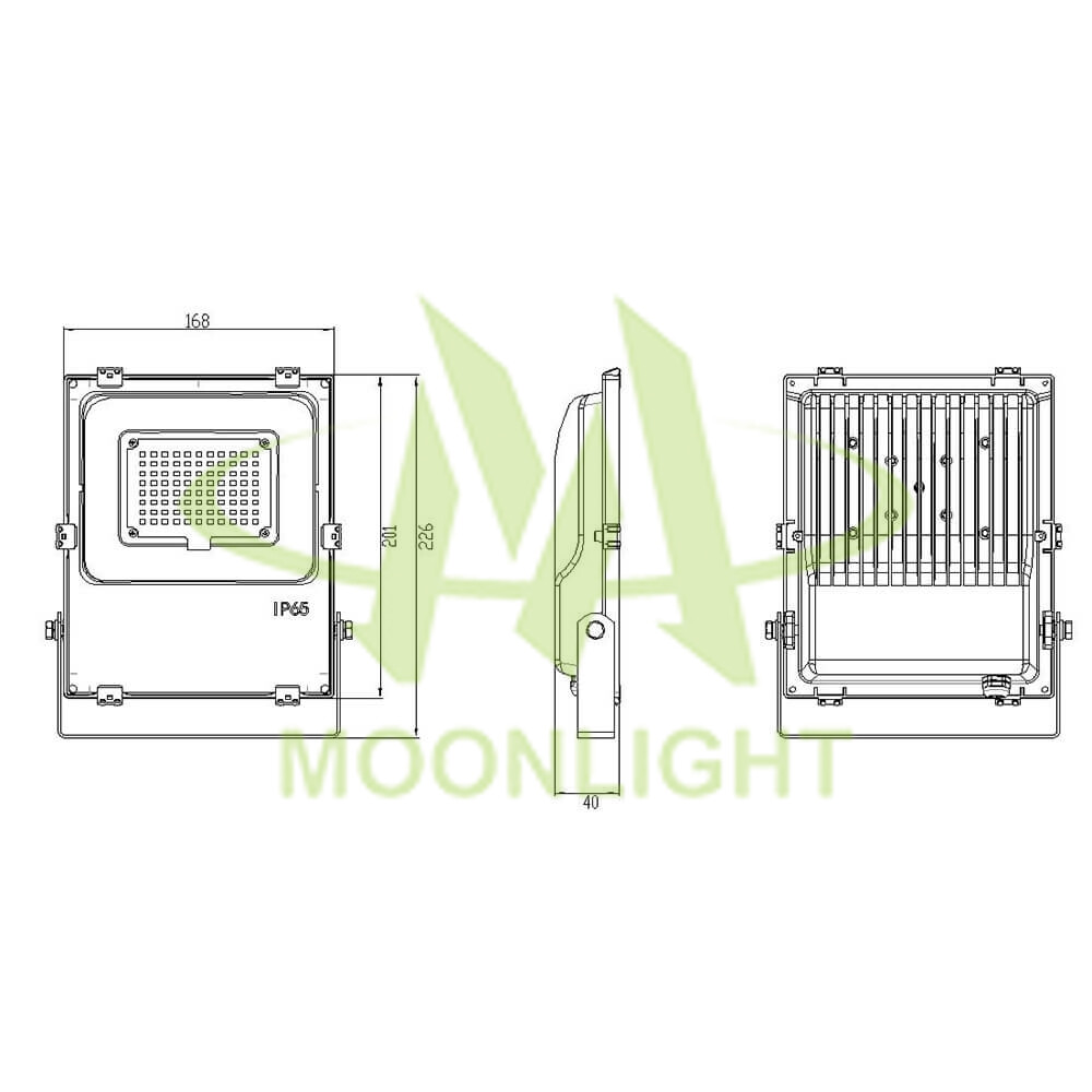 led_floodlight_housing_mlt-flh-cs-II_2 LED Floodl Light Kit MLT-FLH-CS-II Mechanical Dimensions