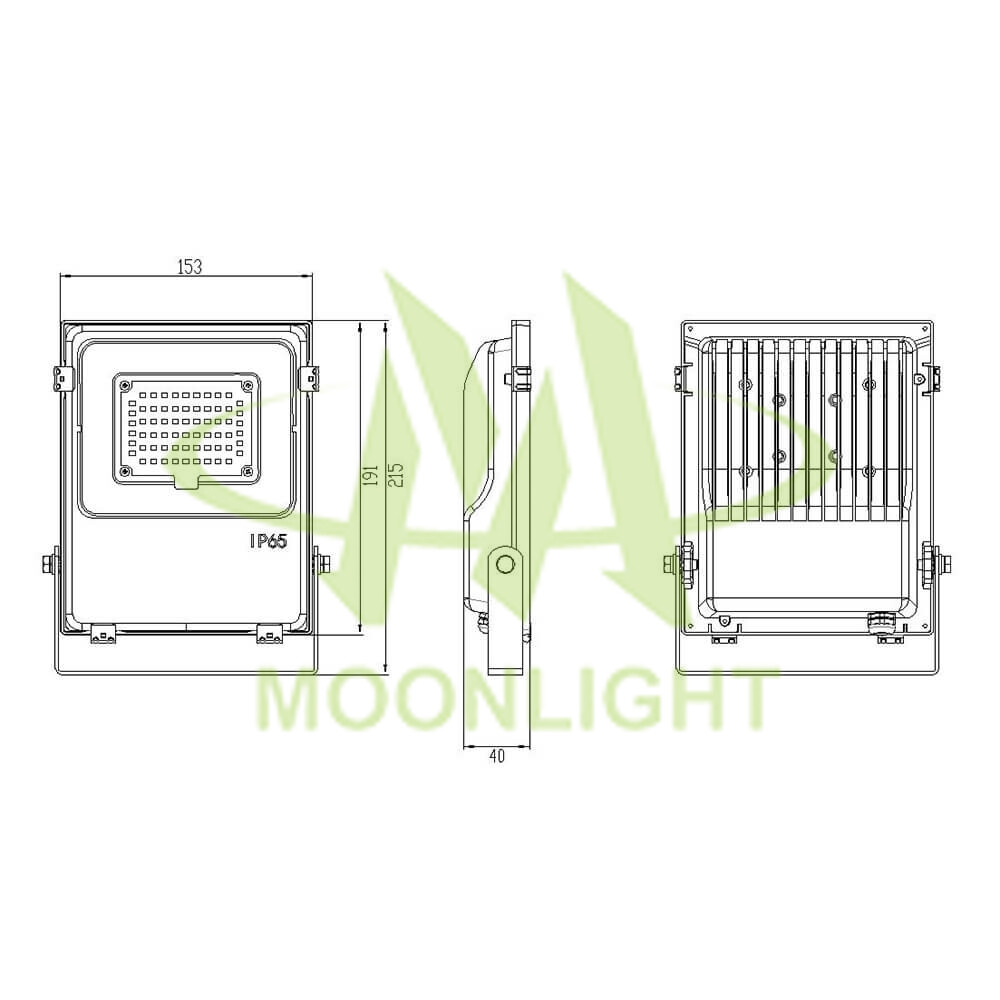 LED Outdoor Flood Light Housing MLT-FLH-CXS-II Mechanical Dimensions