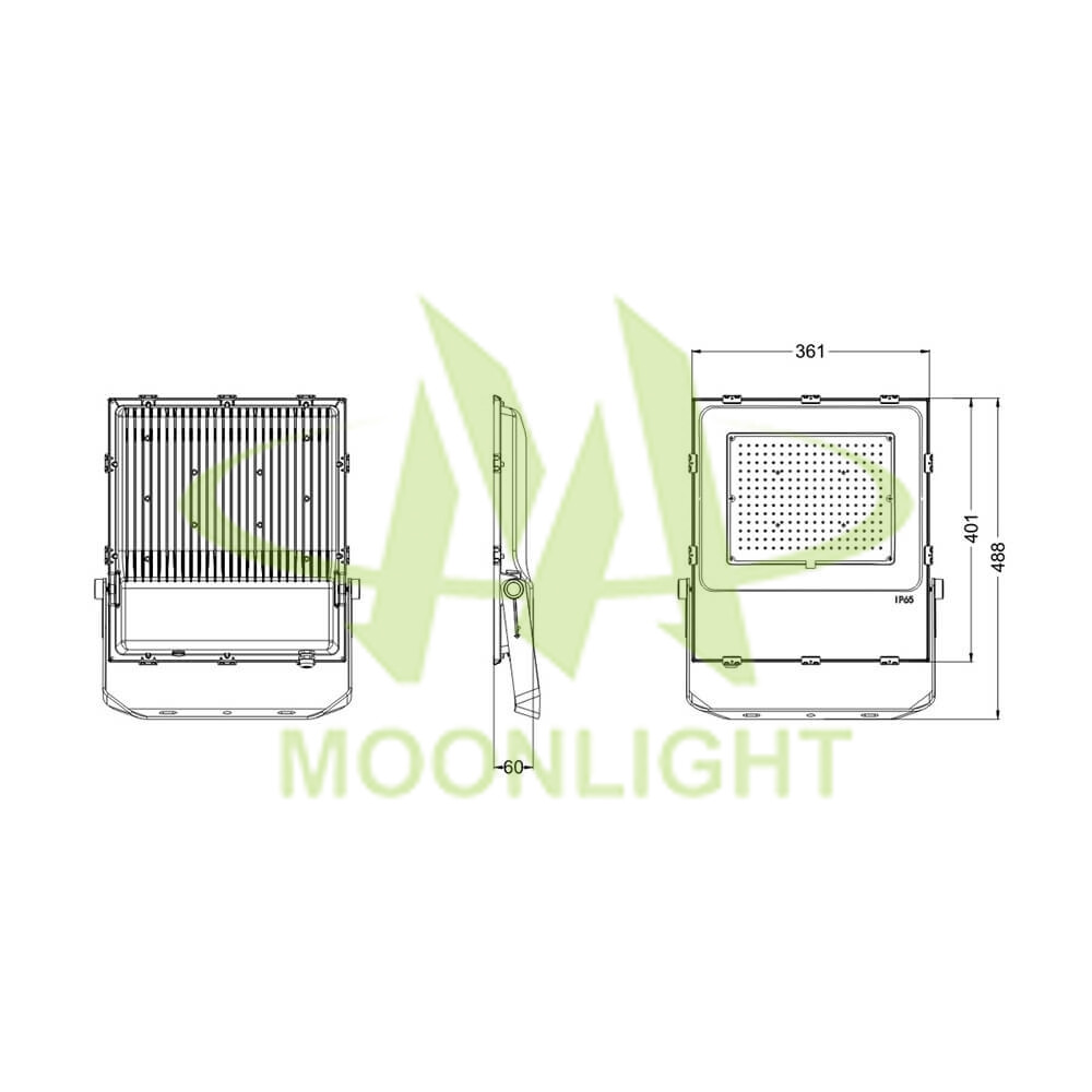 Flood Light Housing MLT-FLH-CXXL-II Mechanical Dimensions