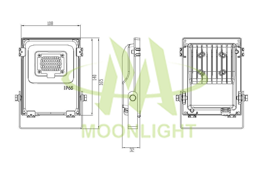 led_floodlight_housing_mlt-flh-cxxs-II_2 LED Floodlight Housing MLT-FLH-CXXS-II Mechanical Dimensions