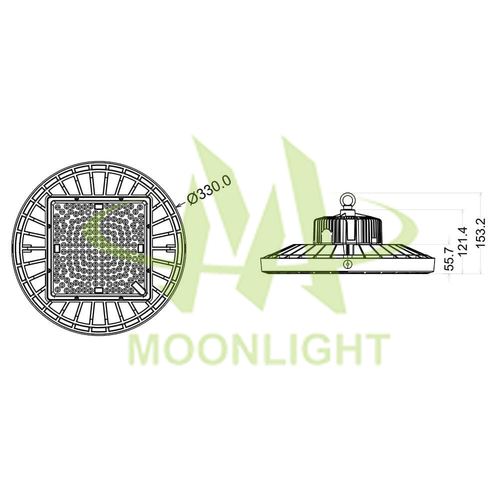 LED High Bay Housing MLT-HBH-BS-II Mechanical Dimensions