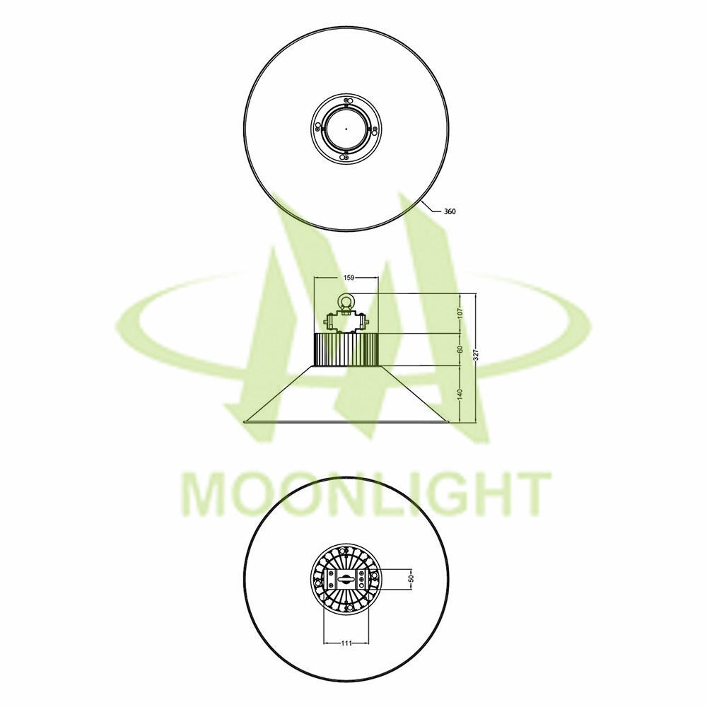 LED Highbay Housing MLT-HBH-CS-I Mechanical Dimensions