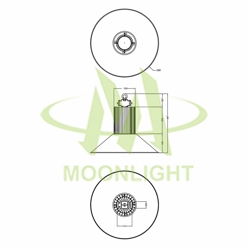 LED High Bay Housing MLT-HBH-CXL-I Mechanical Dimensions