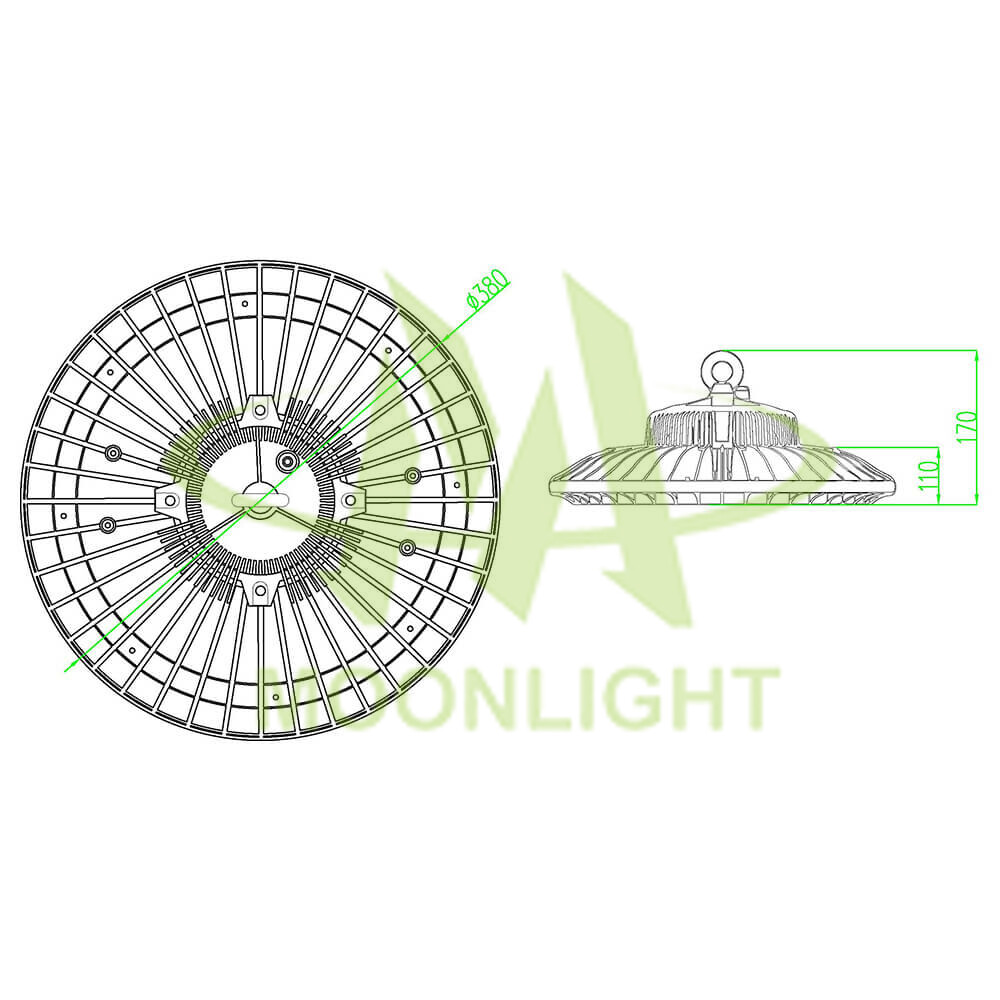 LED High Bay Light Housing MLT-HBH-EL-II Mechanical Dimensions