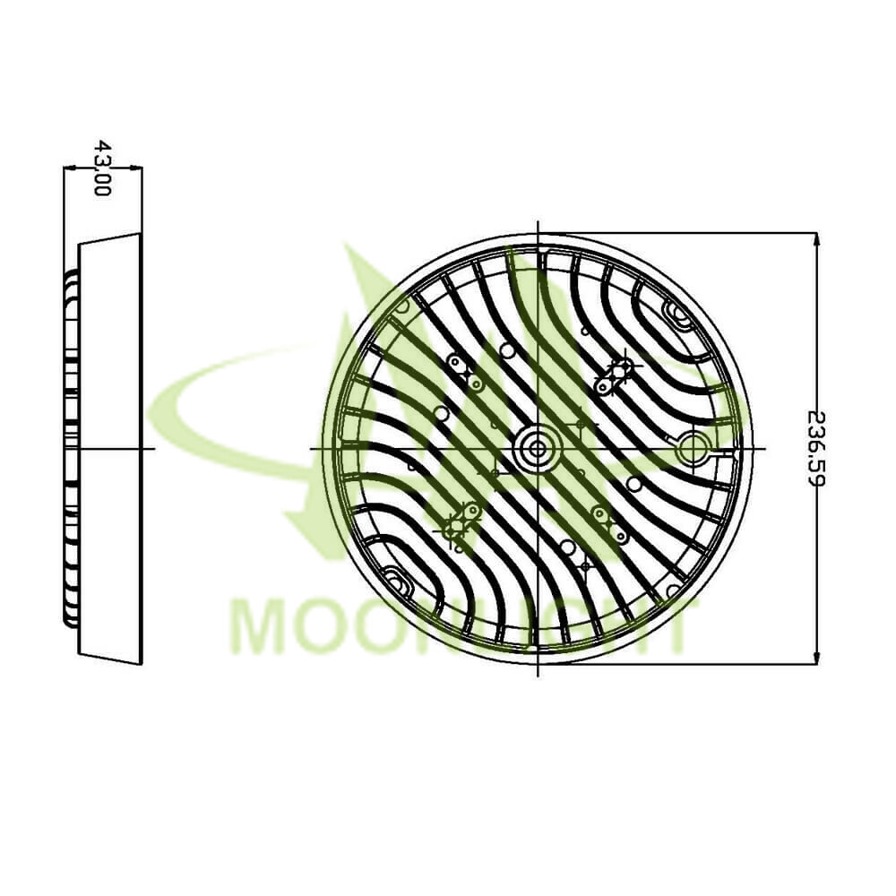 High bay housing MLT-HBH-FS-II Mechanical Dimensions