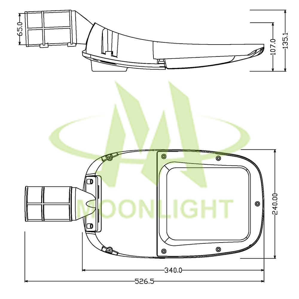 led_street_light_housing_mlt-slh-dxs-II_2 LED Street Light Casing MLT-SLH-DXS-II Mechanical Dimensions