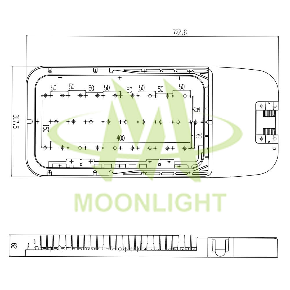 Street Light Enclosure MLT-SLH-EL-II Mechanical Dimensions