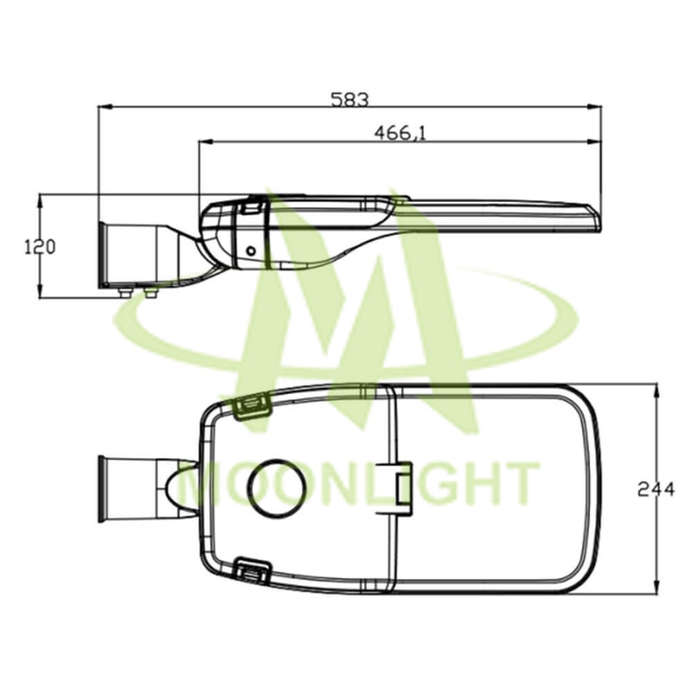 LED Street Light Case MLT-SLH-FS-II Mechanical Dimensions