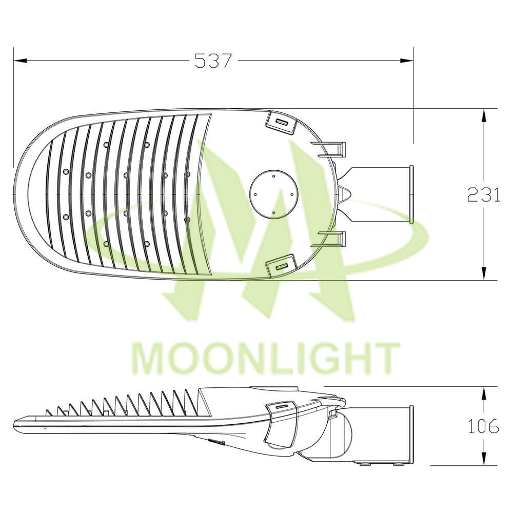 led street light cover mlt-slh-hs-ii mechanical dimensions