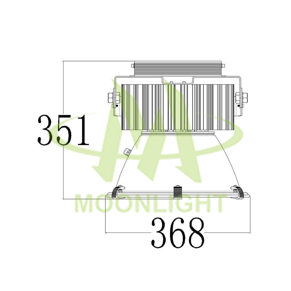 LED Tower Crane Light Housing MLT-TCLH-AM-I Mechanical Dimensions