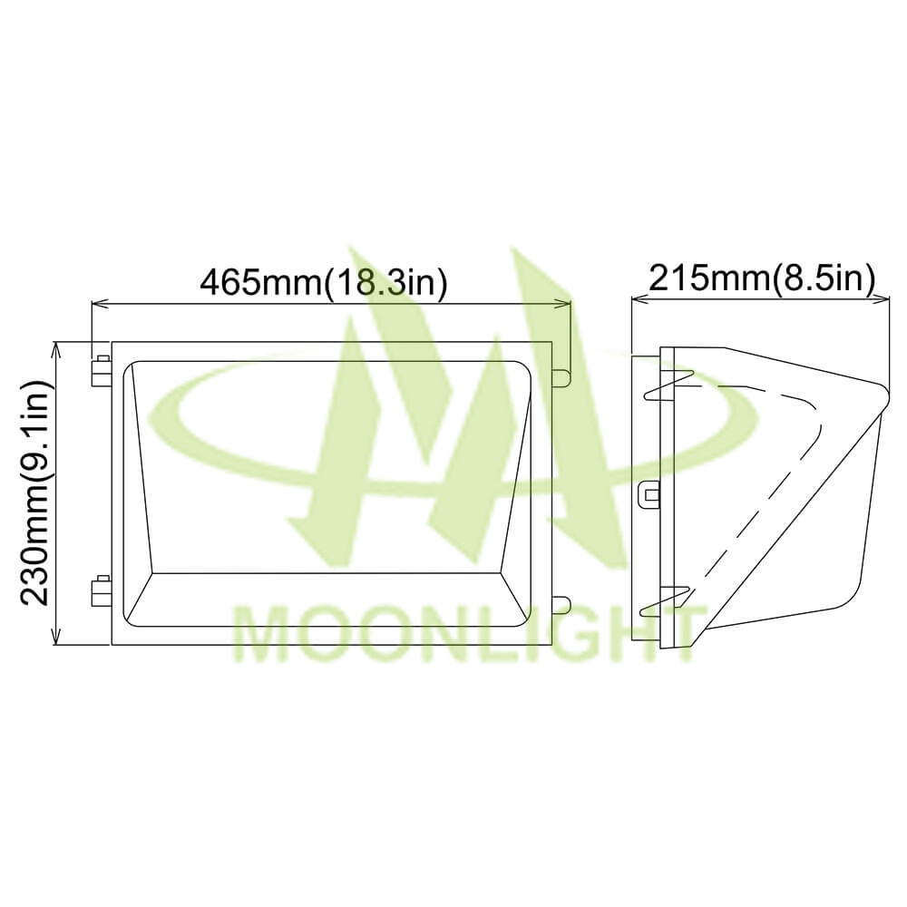 LED Wall Pack Housing MLT-WPH-AM-II Mechanical Dimensions