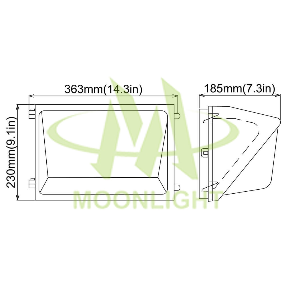 LED Wall Pack Housing MLT-WPH-AS-II Mechanical Dimensions