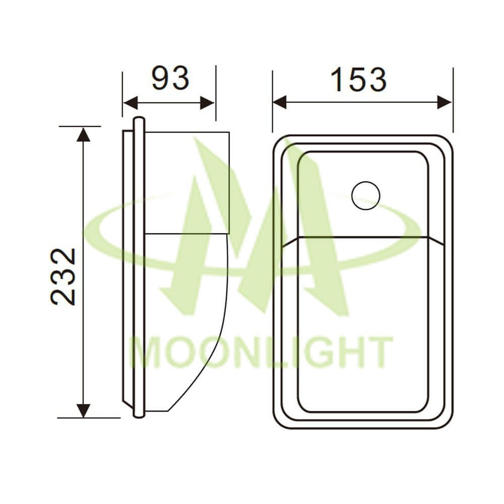 LED Wall Pack Housing MLT-WPH-CS-II Mechanical Dimension