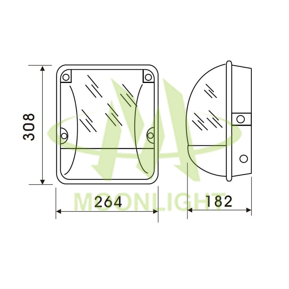 LED Wall Pack Housing MLT-WPH-DS-I Mechanical Dimension