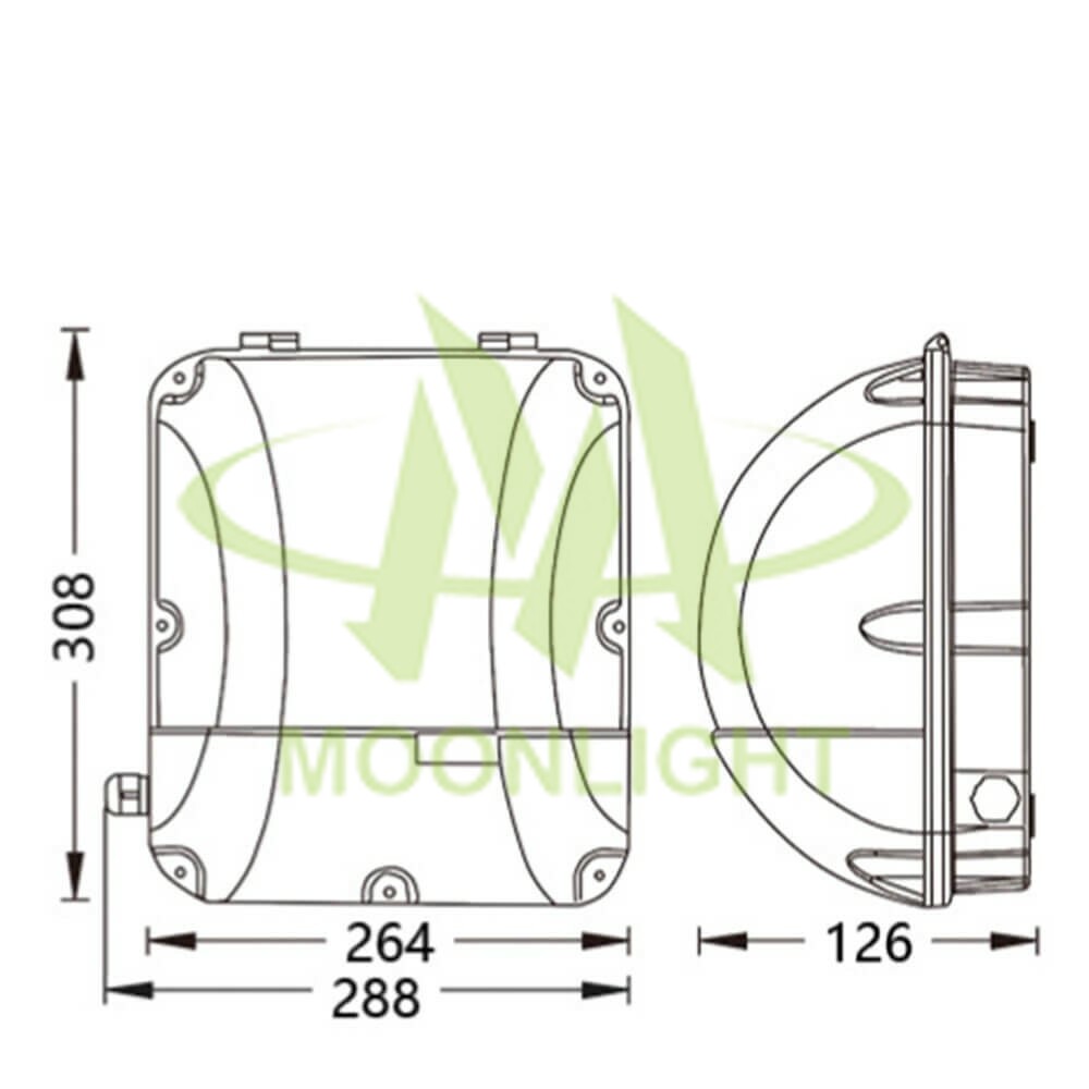 LED Wall Pack Housing MLT-WPH-DS-II Mechanical Dimension