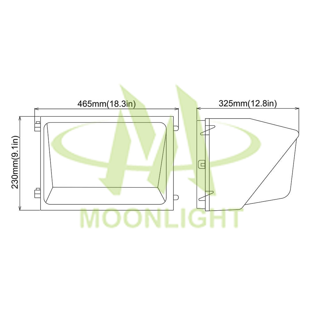 LED Wall Pack Retrofit Housing MLT-WPRH-AL Mechanical Dimensions