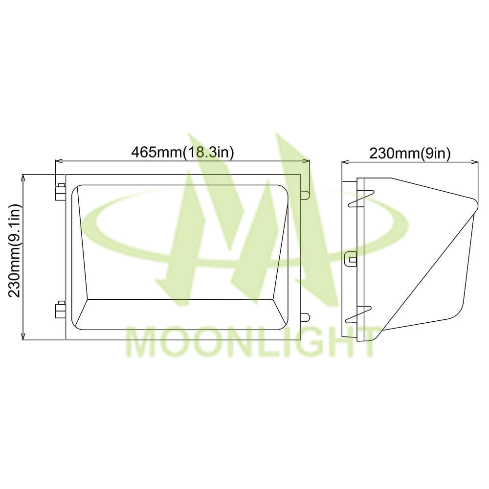 LED Wall Pack Retrofit Housing MLT-WPRH-AM Mechanical Dimensions