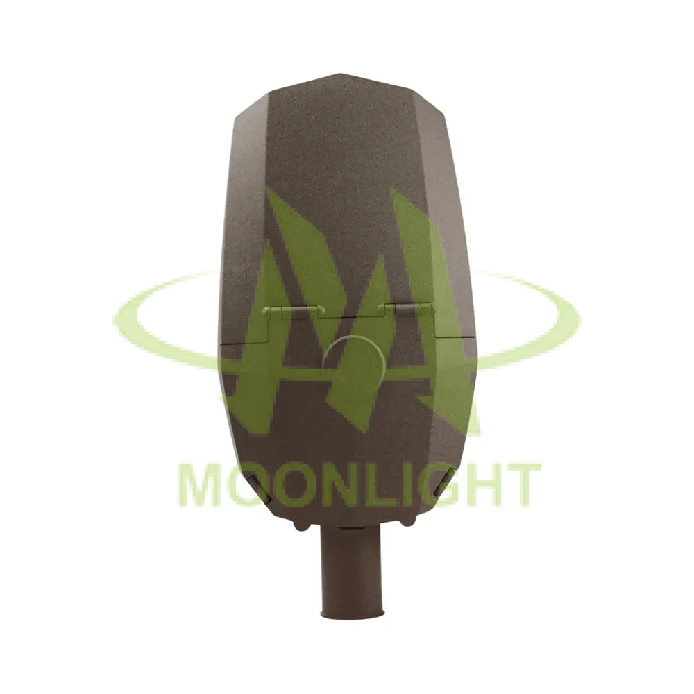 Street Light Body MLT-SLH-MM-II – Back View Back view of Street Light Body MLT-SLH-MM-II with smooth finless housing and driver compartment for LED street lighting